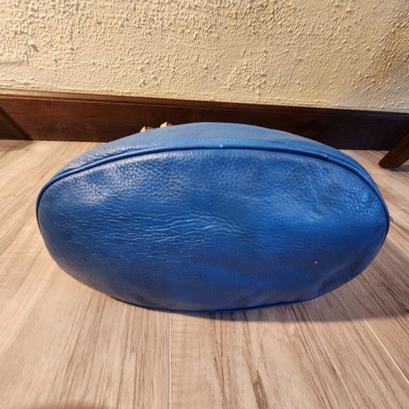 Michael Kors Blue Leather Shoulder Bag Purse - Picture 6 of 12